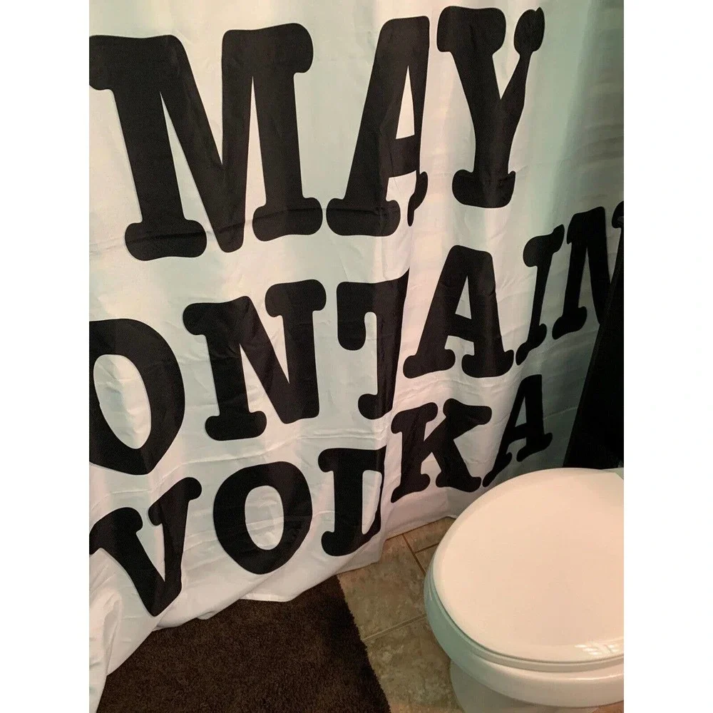 CafePress May Contain Vodka Shower Curtain (769898806) Open Pkg FS Bnfts Charity